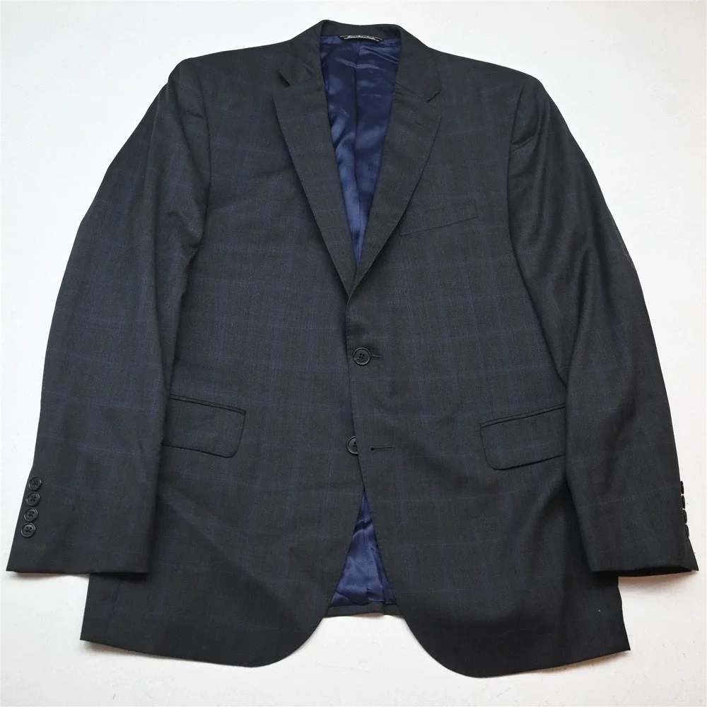 Jack Victor 42R 32x34 Gray Windowpane 100% Wool Nepal Mens Jacket Pants Suit